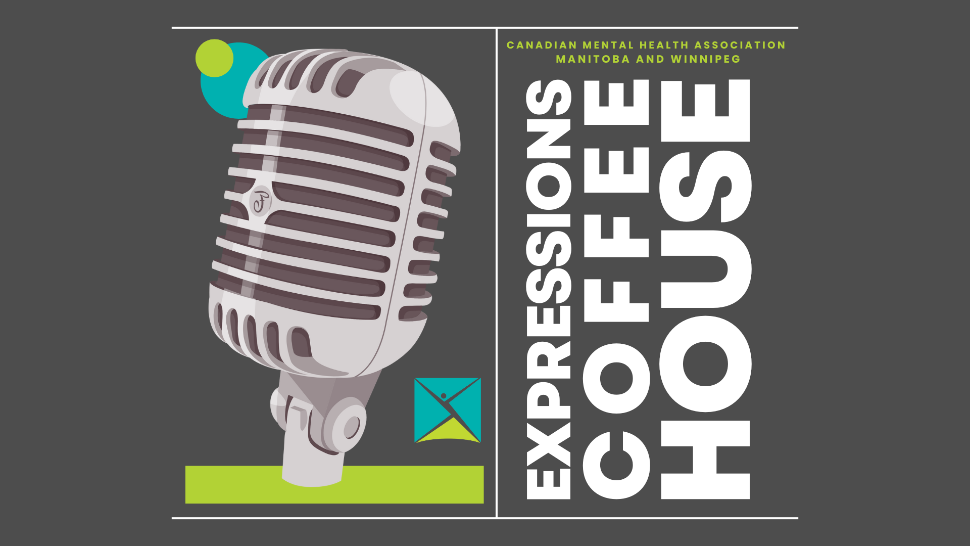 Illustration of vintage microphone with text Expressions Coffee House