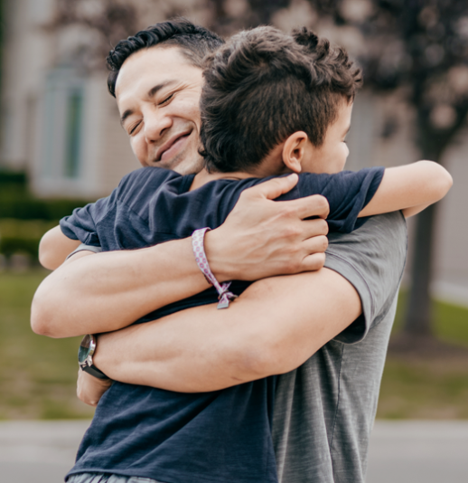 Two people embracing, showing support and connection